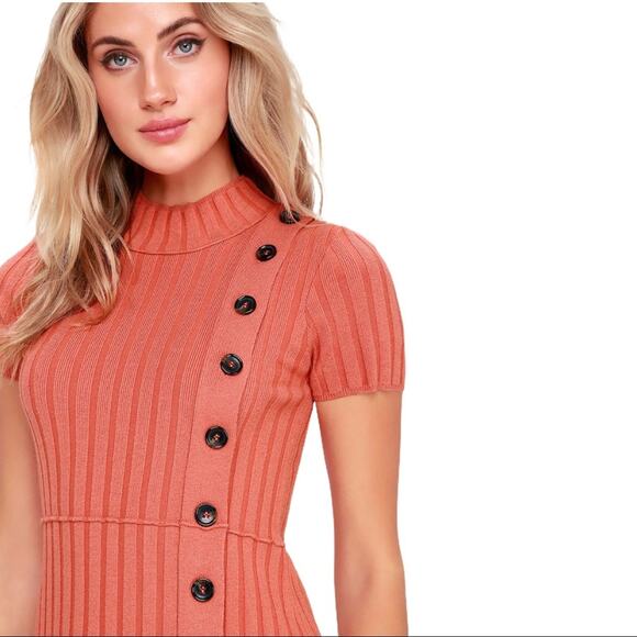 NWOT Free People Blush Ribbed Sweater Dress Medium - Picture 2 of 9